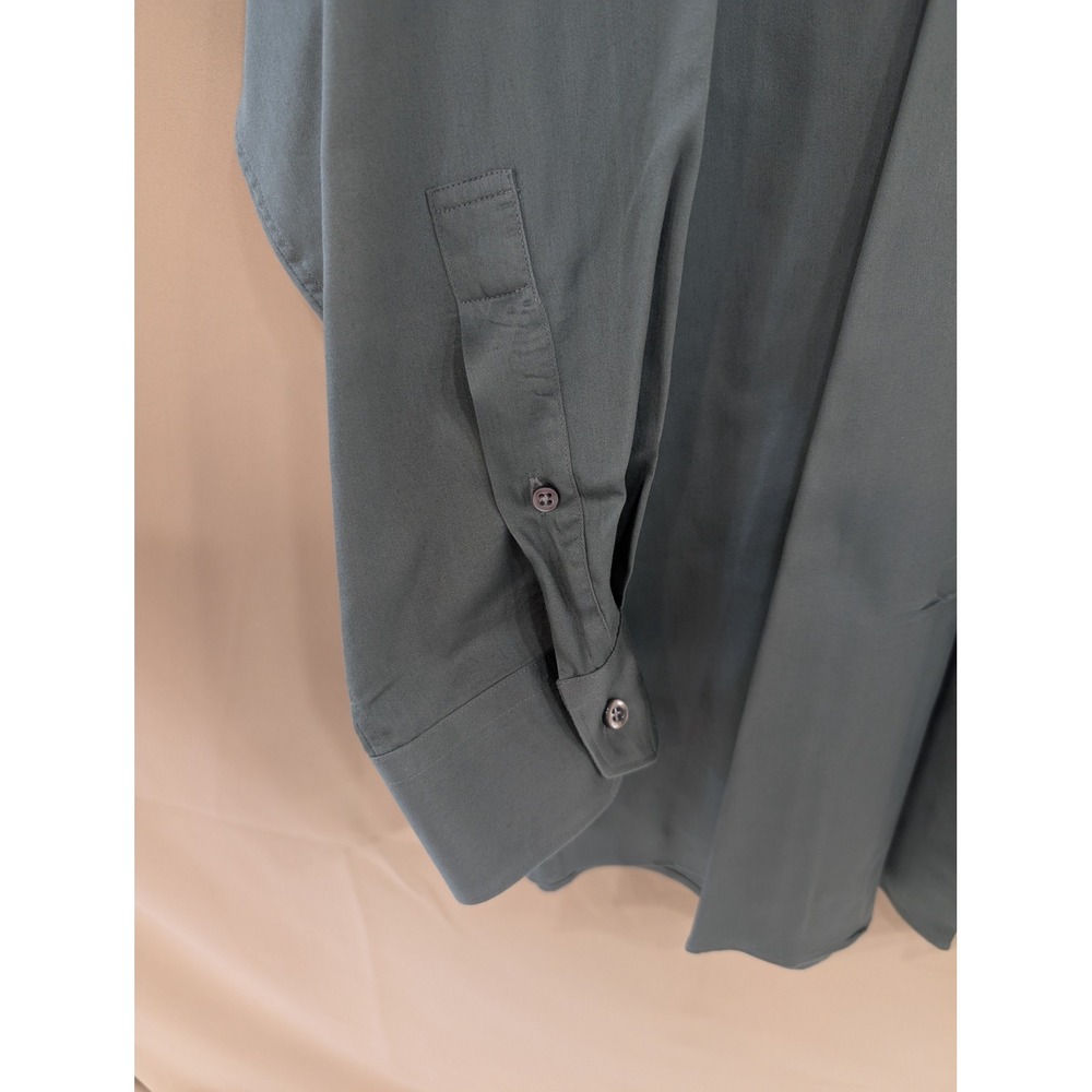 Murano Mens 17.5 35 Cotton Twill Long Sleeve Button Down Dress Shirt Green - Picture 2 of 6